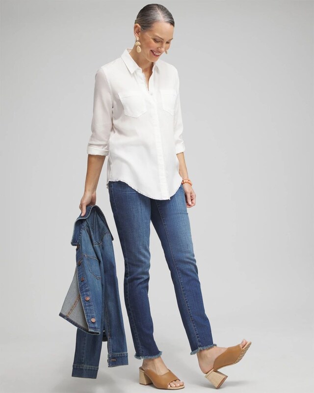 Twill Fringe Hem Shirt - image 2